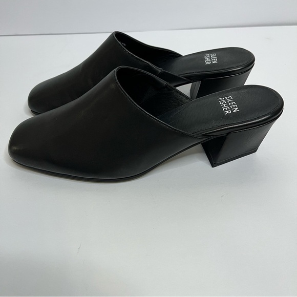 Eileen Fisher Nappa Leather Black Slip-On Mules size 7.5 - Picture 4 of 15